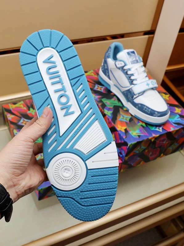 Luxury Virgil Trainer Sneakers Shoes Signature Blue White Monogram by Air Jordan