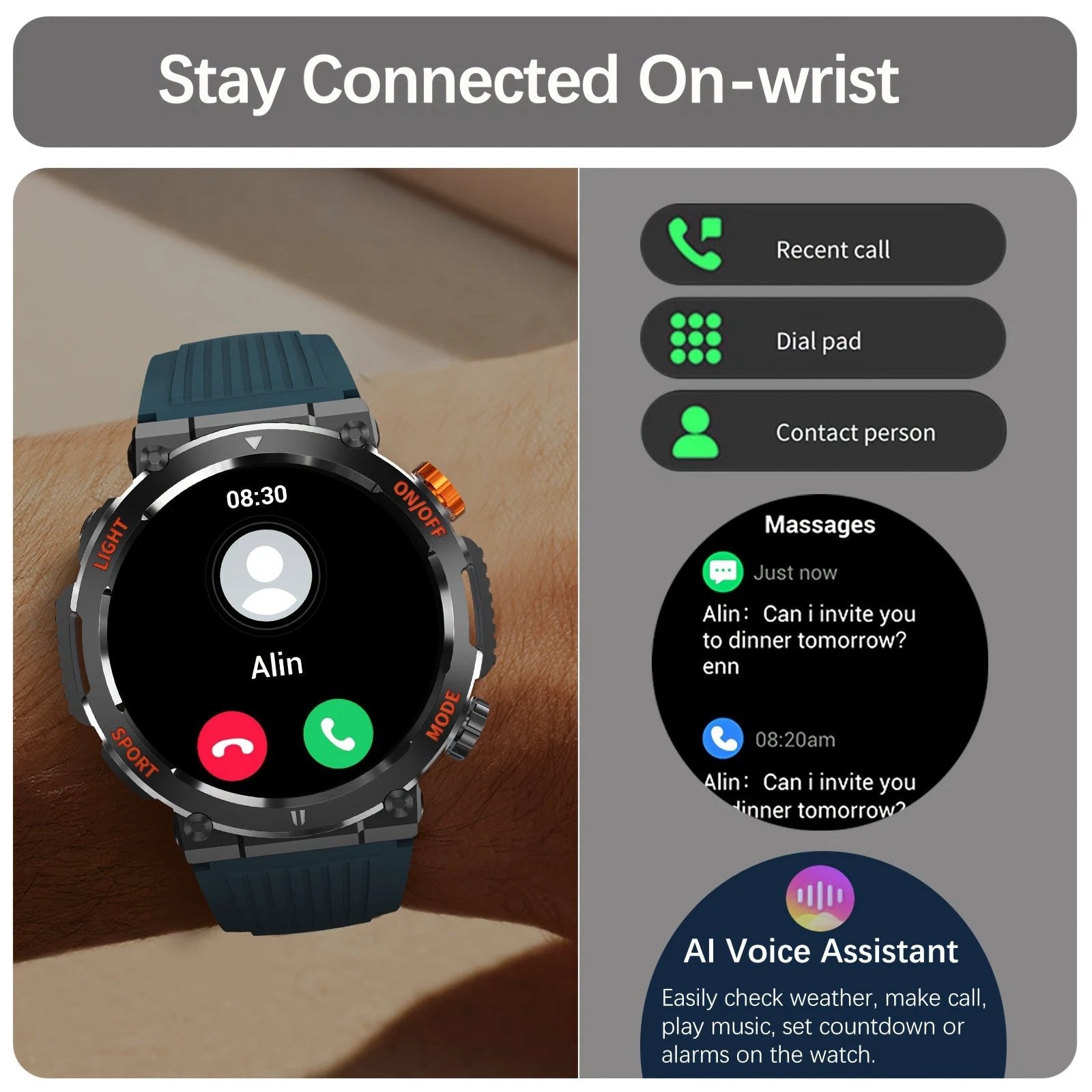 Jack - Waterproof Smartwatch with LED Flashlight and Sleep Monitor Bowlift by Bowlift