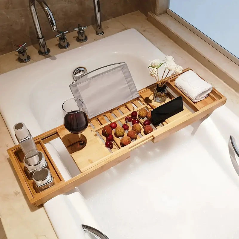 Premium Bamboo Extendable Bathtub Tray Bowlift by Bowlift