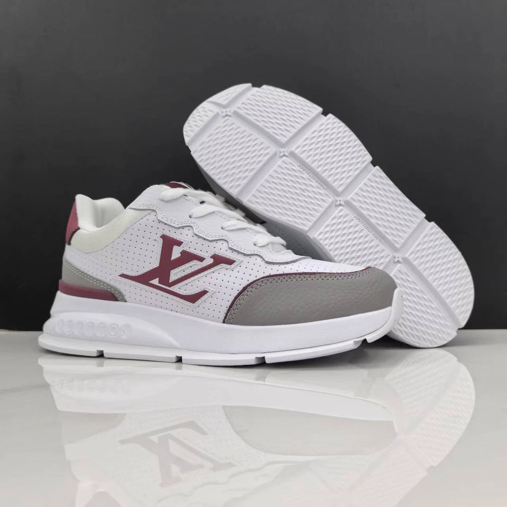 Luxury Lou Paris Classic Trainers White Grey Burgundy Shoes Sneakers by Air Jordan