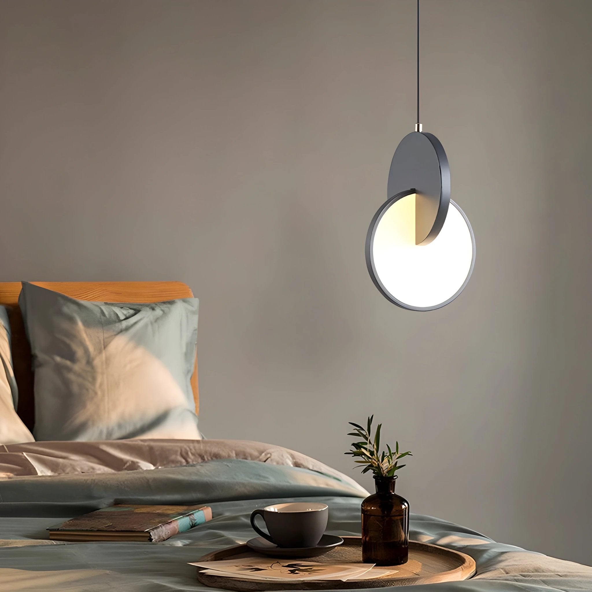 Modern Scandinavian LED Pendant Lamp with Round Frame and Warm Glow Bowlift by Bowlift