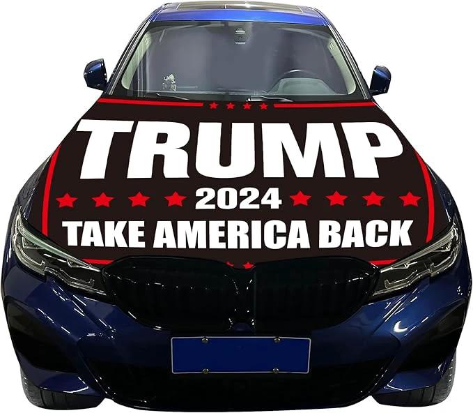 Trump 2024Car Hood Cover Flag ,Engine Flag of Trump,3.3X5ft/6X7FT, 100% Polyester Elastic Fabrics Can be Washed Suitable for large SUV and Pickup Trucks by flagsshop