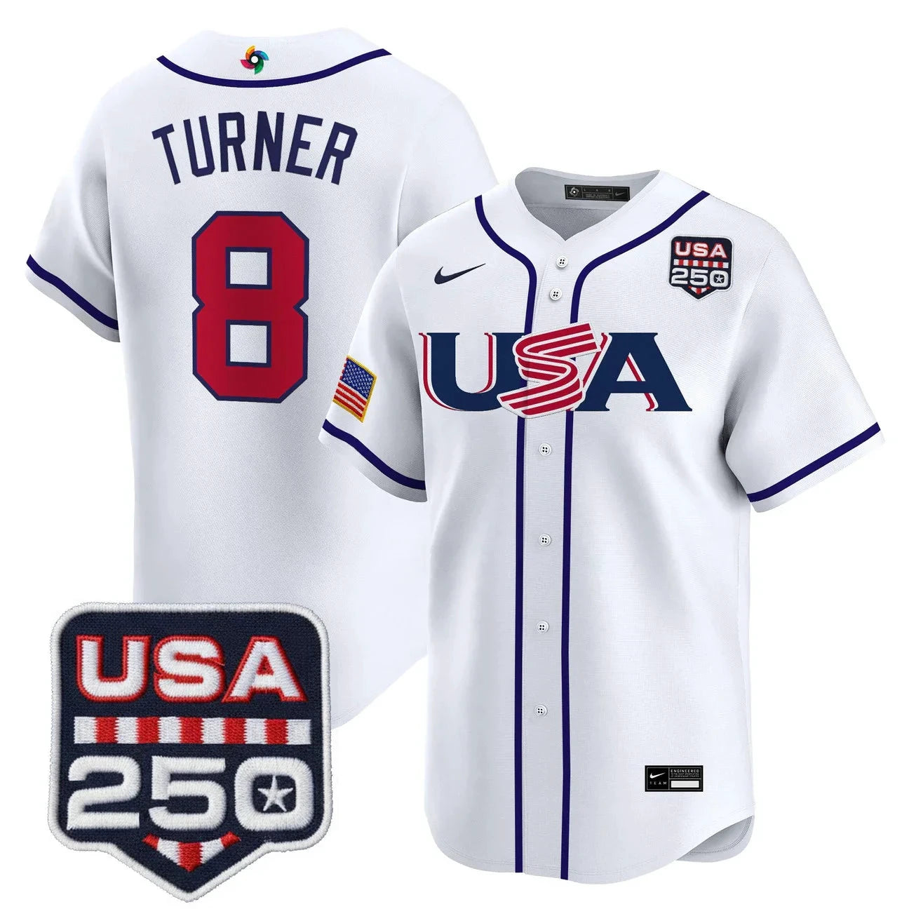 Team USA World Baseball Classic 250America Patch Vapor Premier Jersey - 2026 Roster - All Stitched by Digigearus