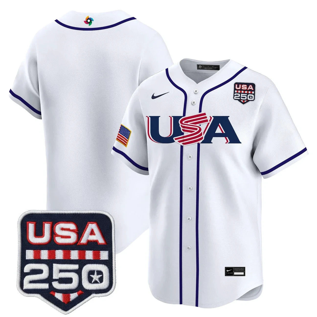 Team USA World Baseball Classic 250America Patch Vapor Premier Jersey - 2026 Roster - All Stitched by Digigearus