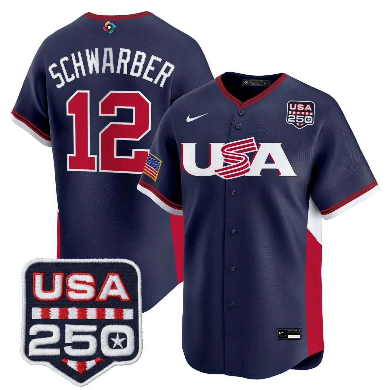 Team USA World Baseball Classic 250America Patch Vapor Premier Jersey - 2026 Roster - All Stitched by Digigearus