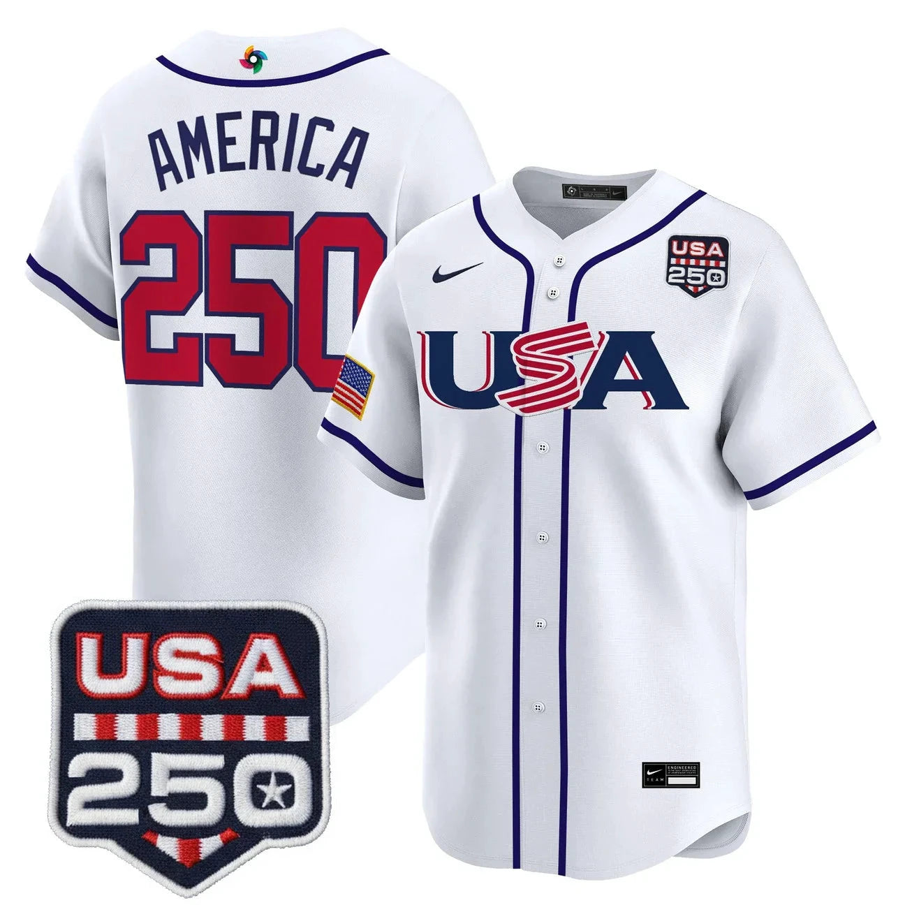 Team USA World Baseball Classic 250America Patch Vapor Premier Jersey - 2026 Roster - All Stitched by Digigearus