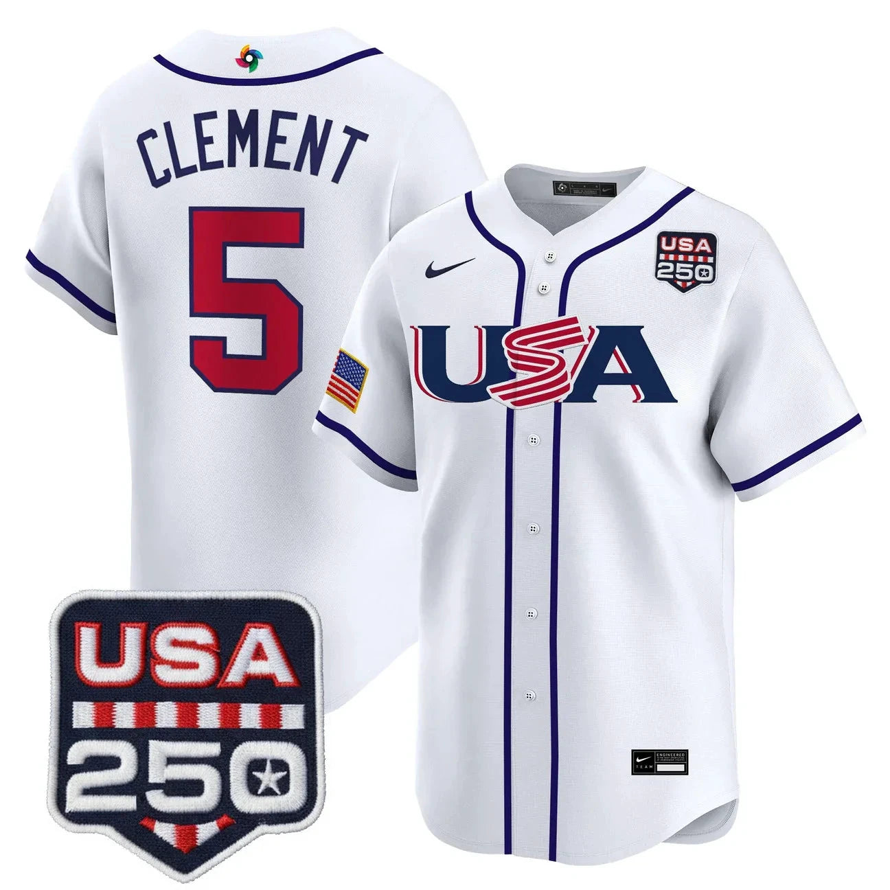 Team USA World Baseball Classic 250America Patch Vapor Premier Jersey - 2026 Roster - All Stitched by Digigearus