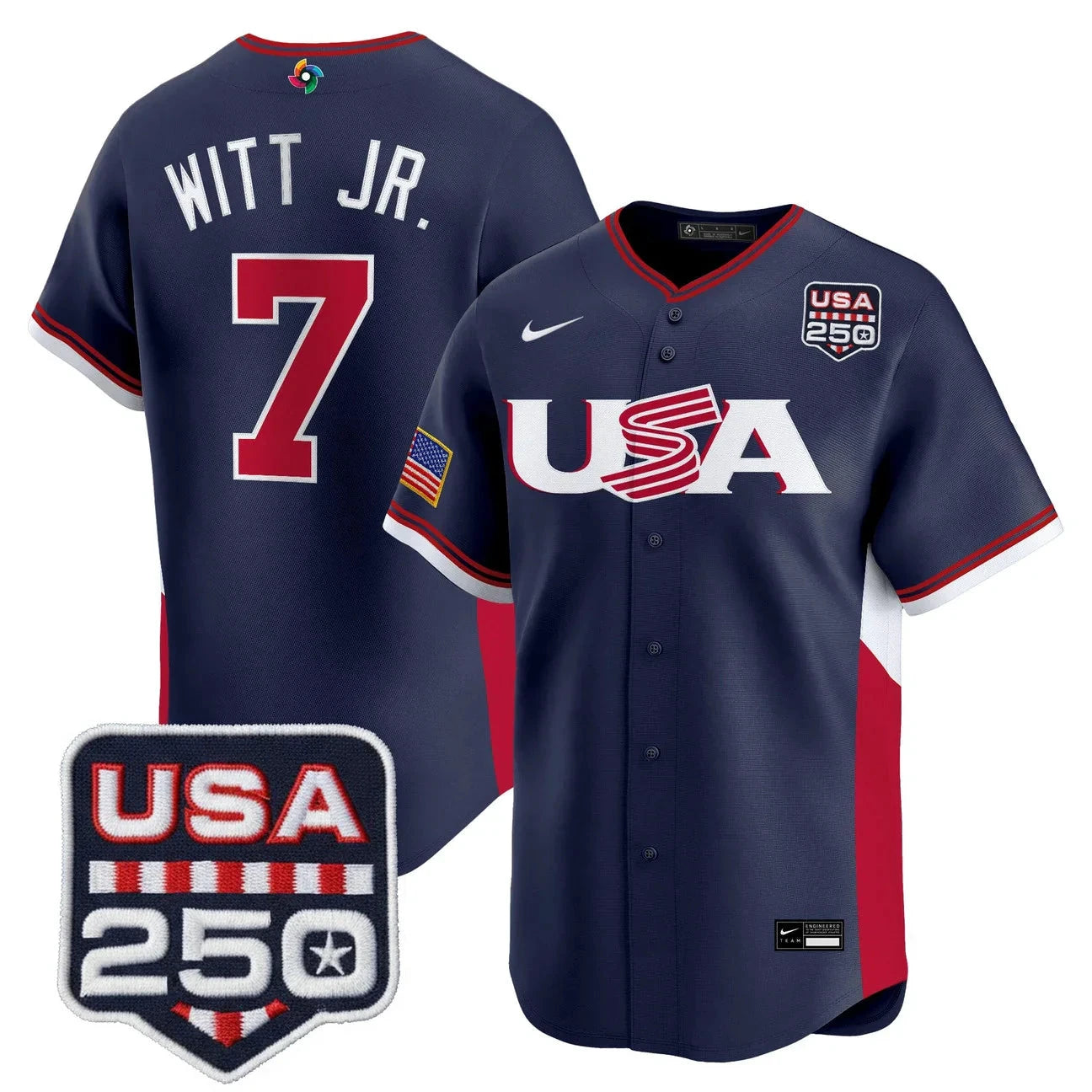 Team USA World Baseball Classic 250America Patch Vapor Premier Jersey - 2026 Roster - All Stitched by Digigearus