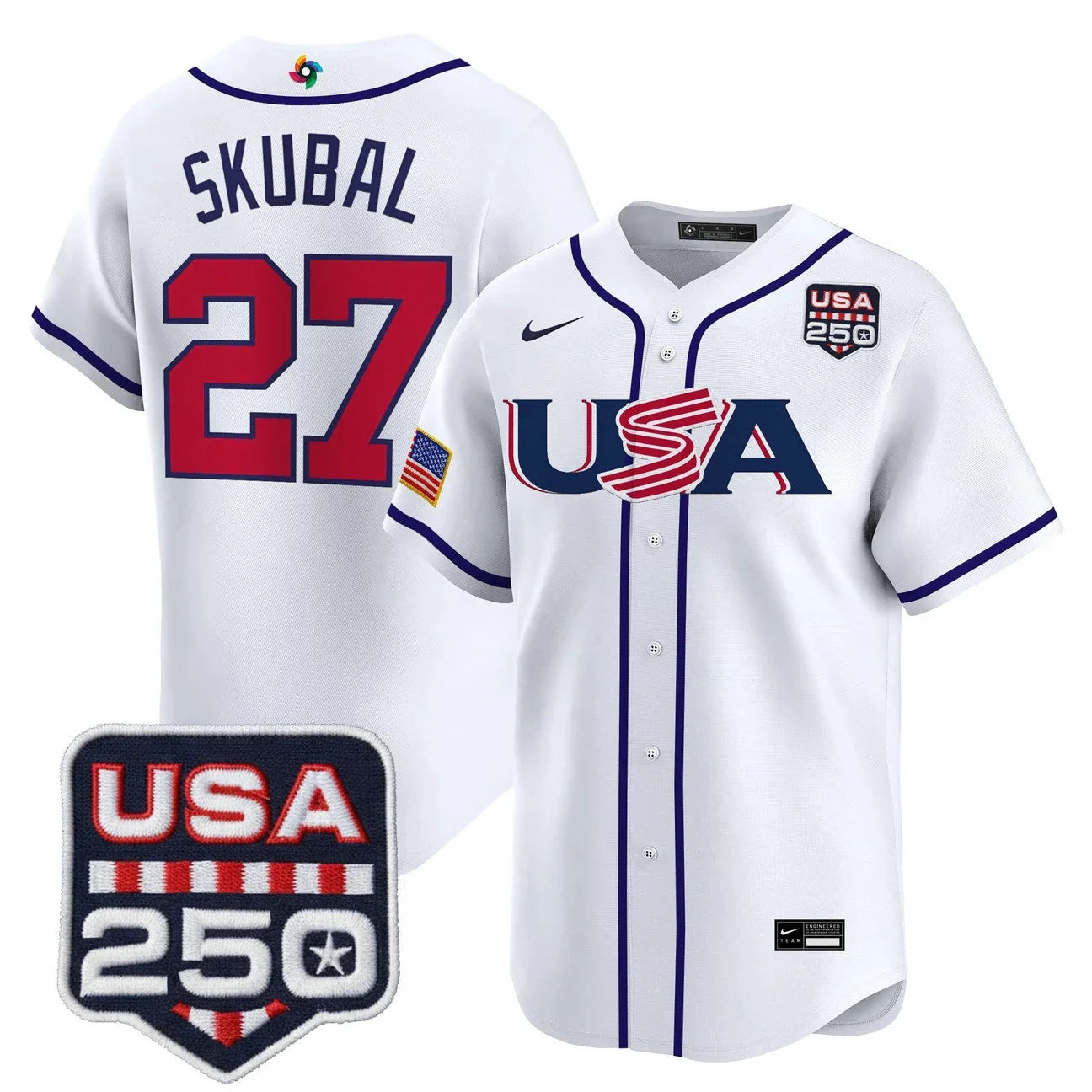 Team USA World Baseball Classic 250America Patch Vapor Premier Jersey - 2026 Roster - All Stitched by Digigearus