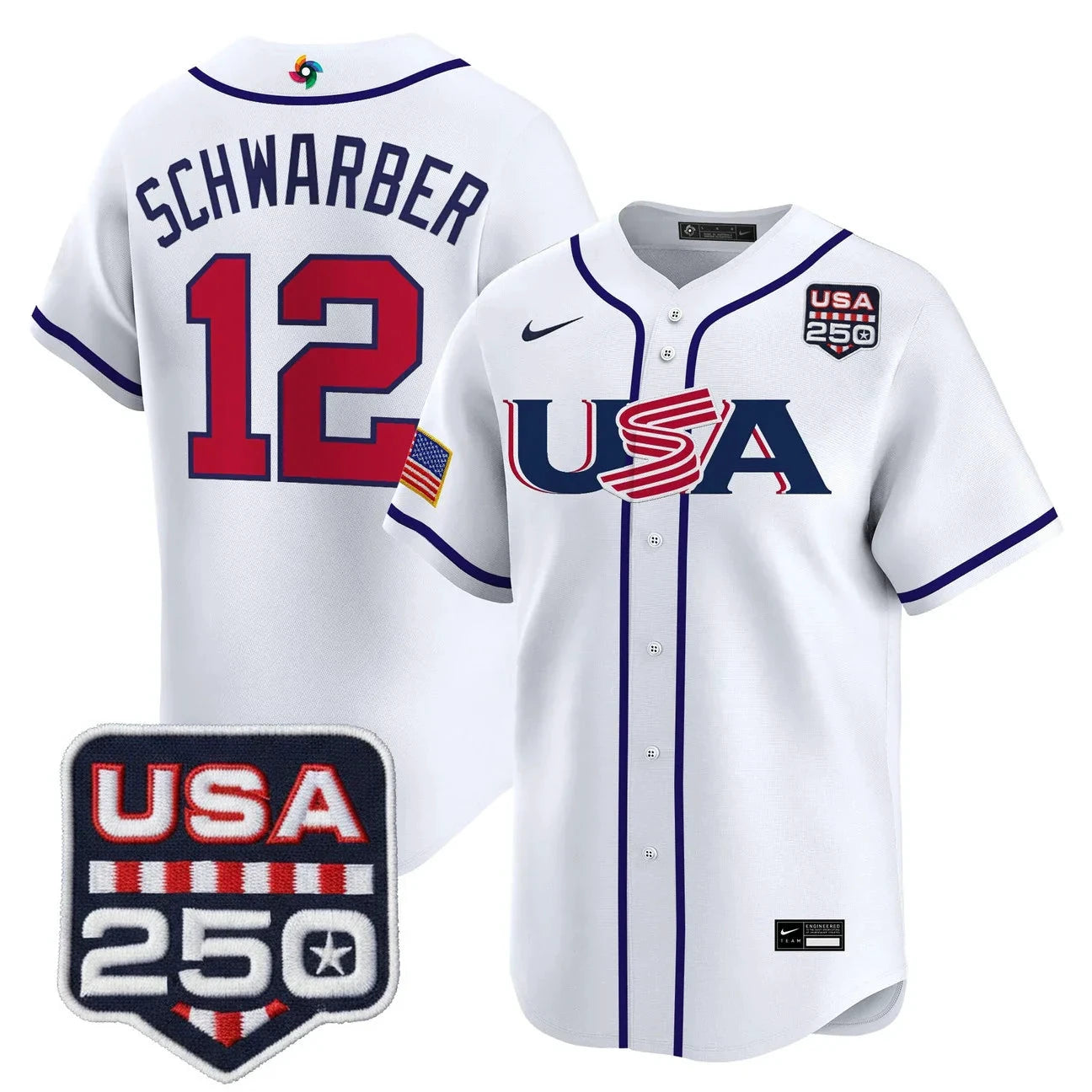 Team USA World Baseball Classic 250America Patch Vapor Premier Jersey - 2026 Roster - All Stitched by Digigearus