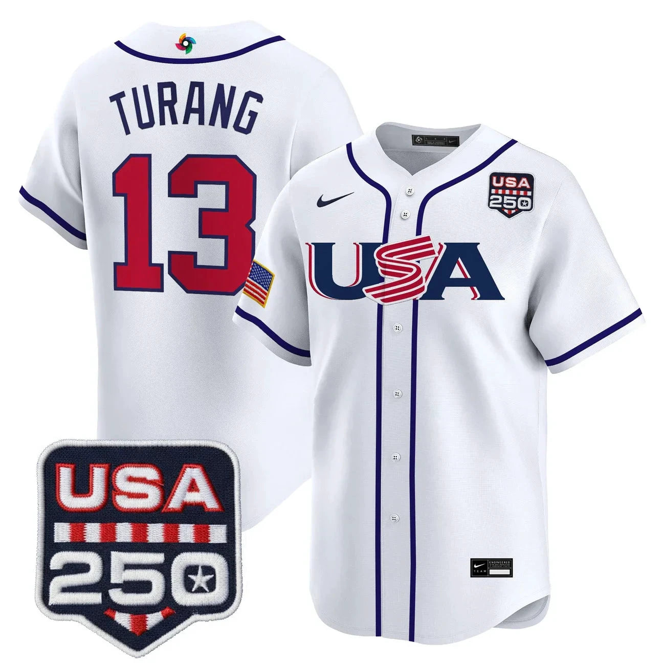 Team USA World Baseball Classic 250America Patch Vapor Premier Jersey - 2026 Roster - All Stitched by Digigearus