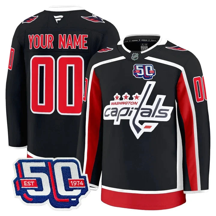 Men Washington Capitals 50th Anniversary Premium Custom Jersey - All Stitched by Washington Capitals
