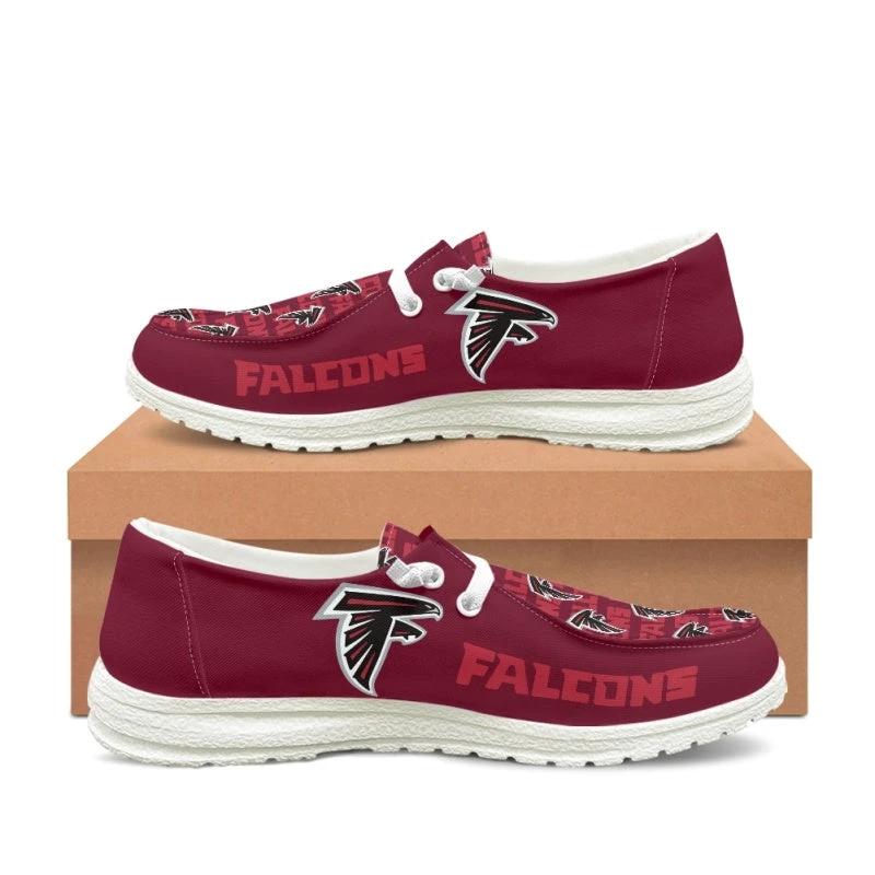 Atlanta Falcons Red Team Name Logo Canvas Sneaker Shoes For Men Women Fans by Crocs