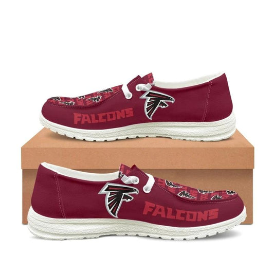 Atlanta Falcons Red Team Name Logo Canvas Sneaker Shoes For Men Women Fans by Crocs