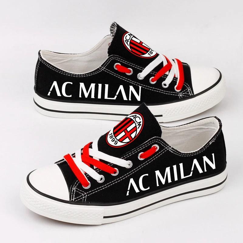 AC Milan Low Top Canvas Sport Sneakers Shoes For Men Women Fans by Crocs