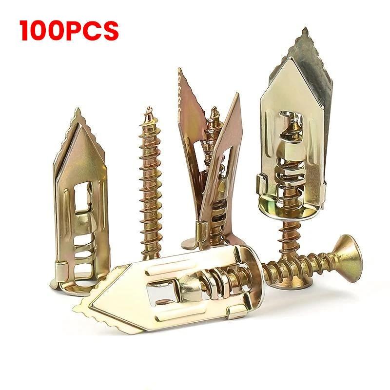 Drywall Expansion Anchors + High Strength Zinc Screws Kit (Pack of 100) by BowLift