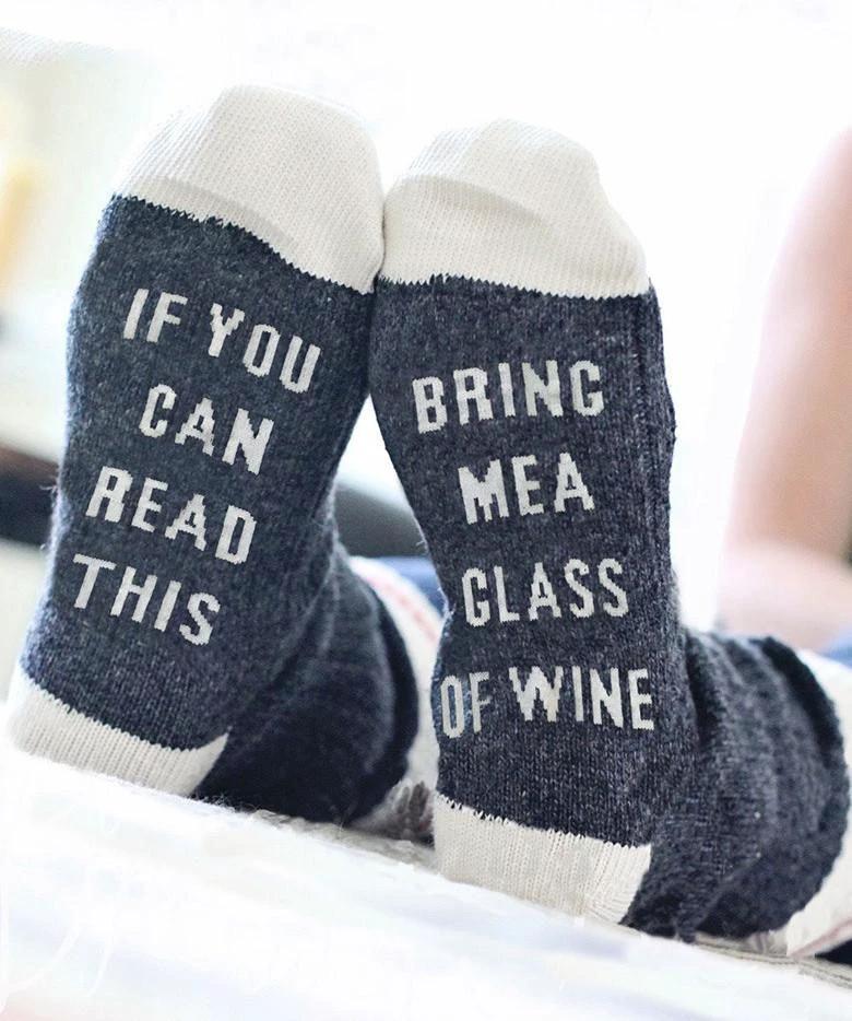If You Can Read This, Bring Me a Glass of Wine Socks by Bowlift