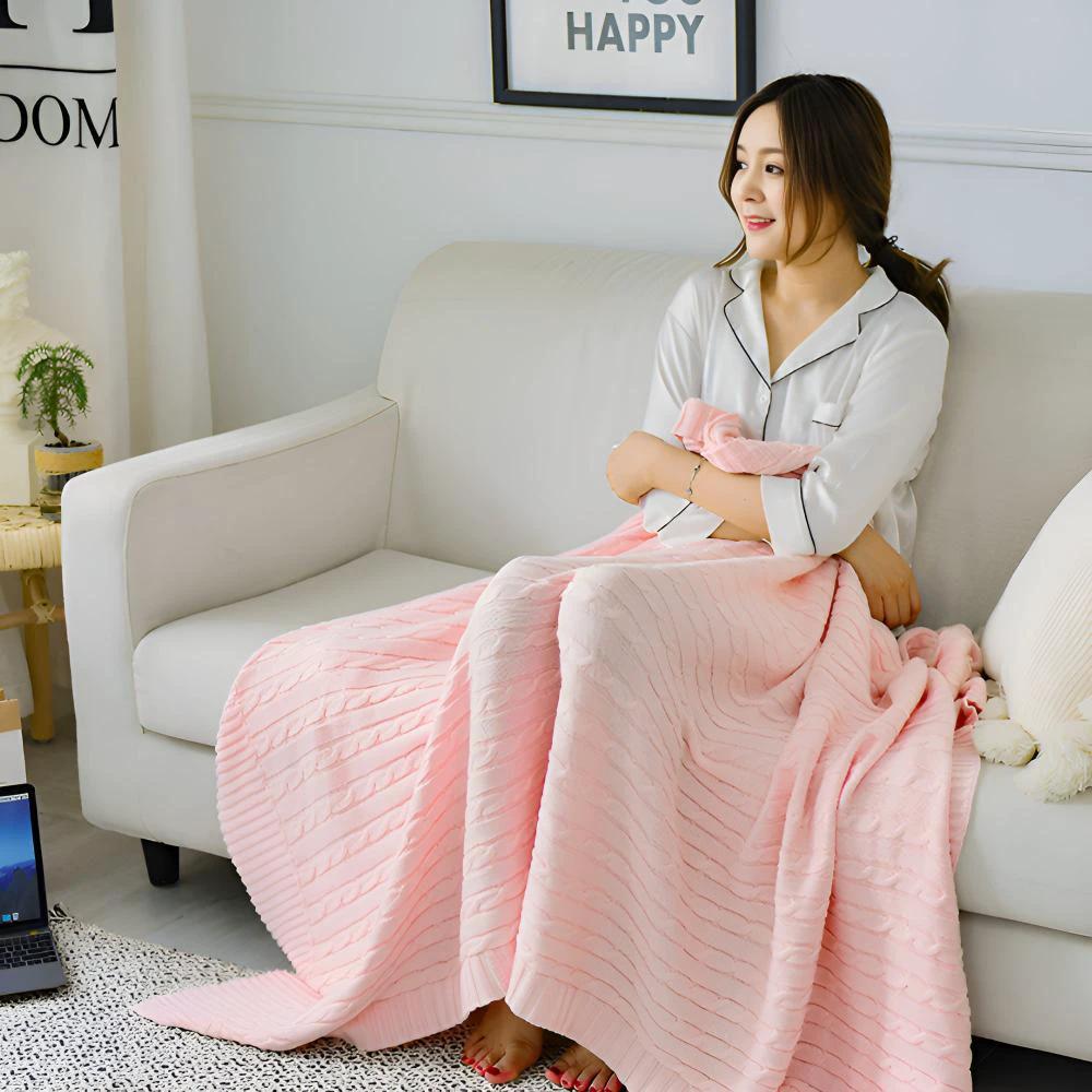 Braid Knitted Cotton Throw by Casa & Beyond