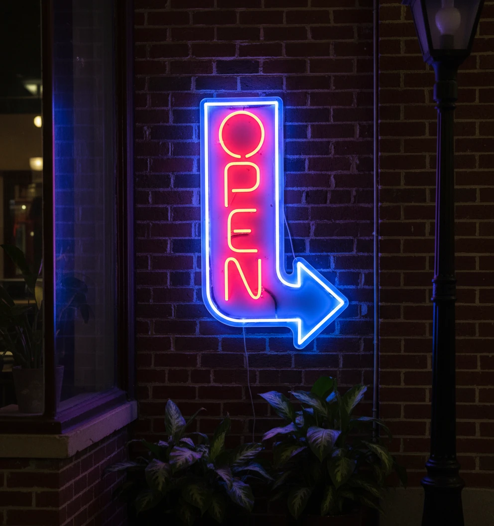 Open Arrow Neon Sign Led Business Open Sign by Neonchics