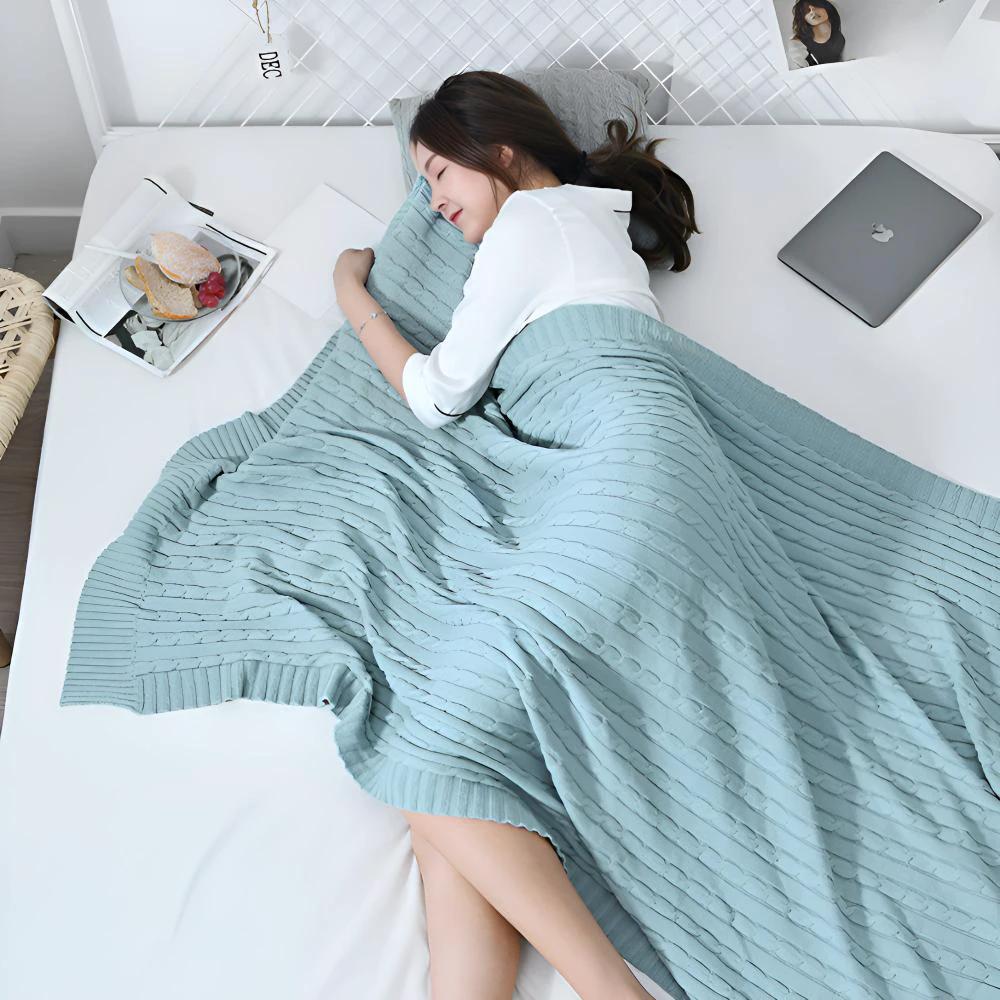 Braid Knitted Cotton Throw by Casa & Beyond