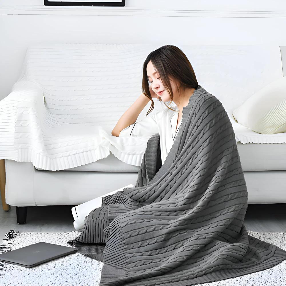Braid Knitted Cotton Throw by Casa & Beyond