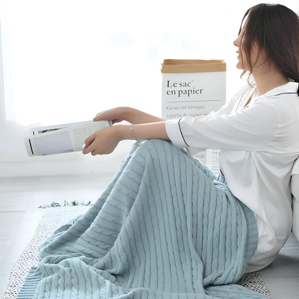 Braid Knitted Cotton Throw by Casa & Beyond