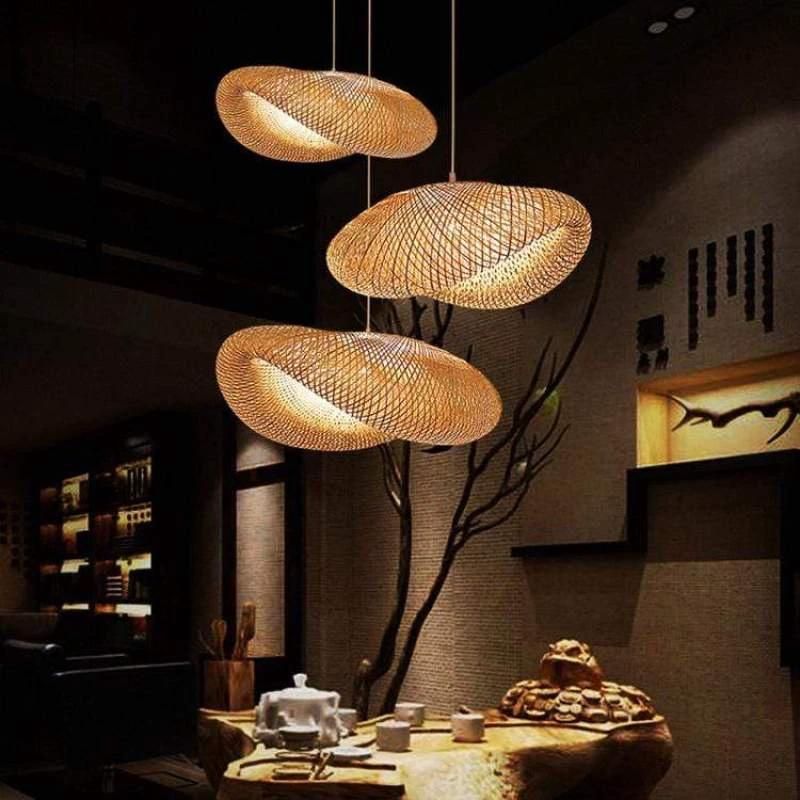 ZenGlow Handwoven Bamboo Pendant Light Bowlift by Bowlift