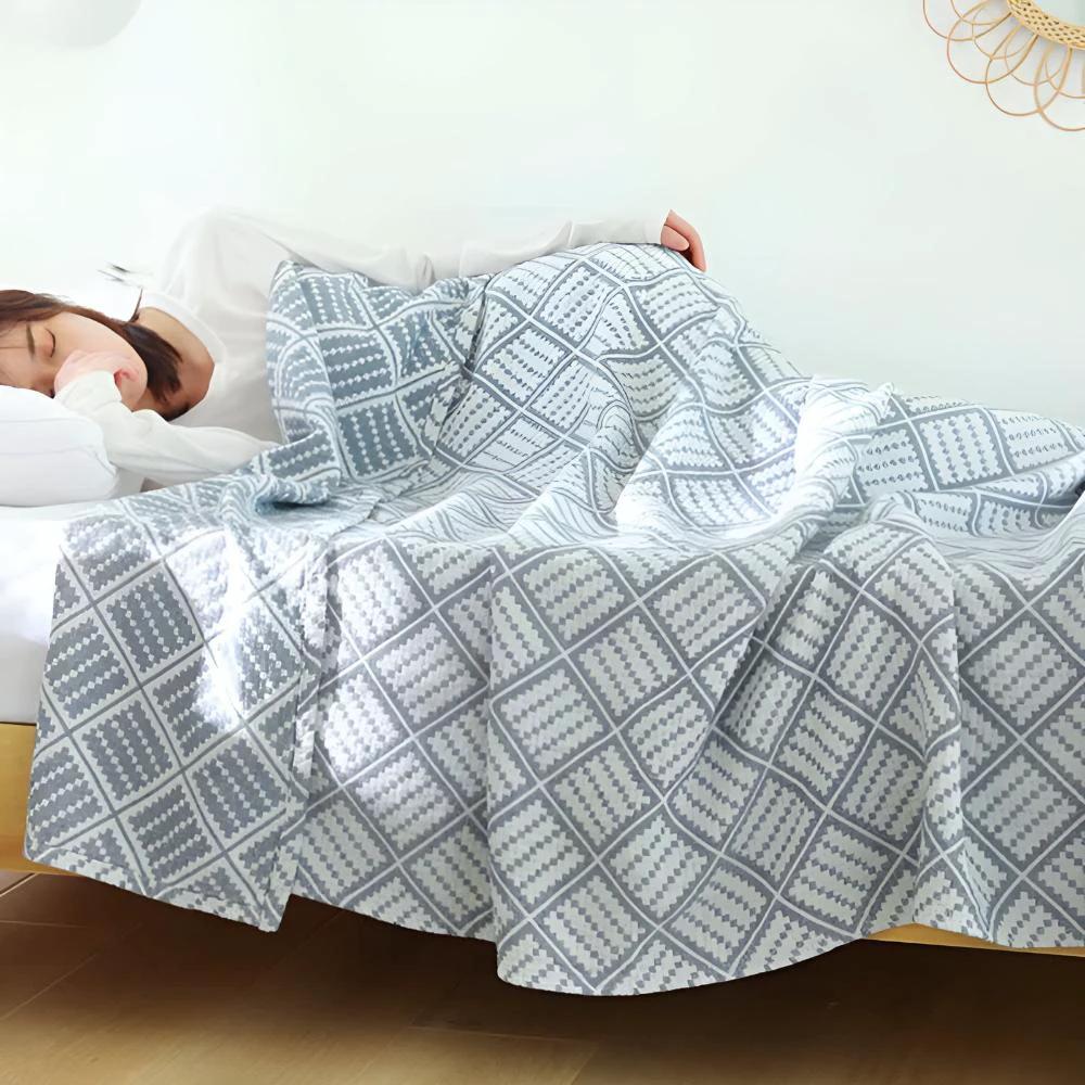 Plaid Pattern Cotton Blanket by Casa & Beyond