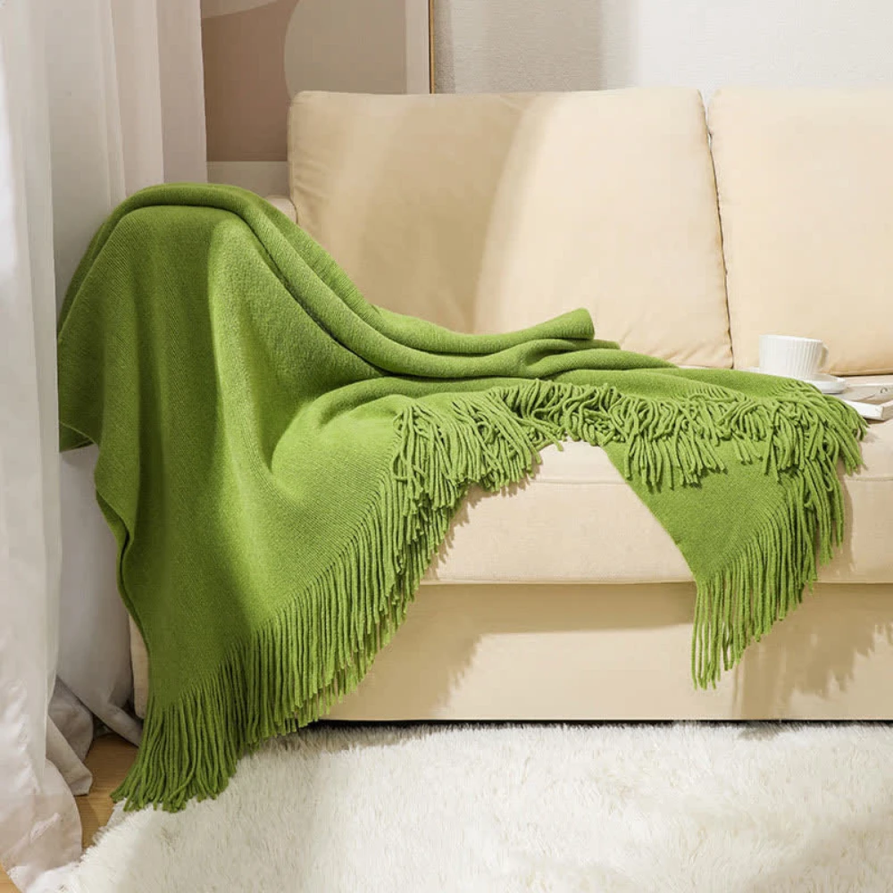 Chunky Knit Tassel Blanket by Casa & Beyond