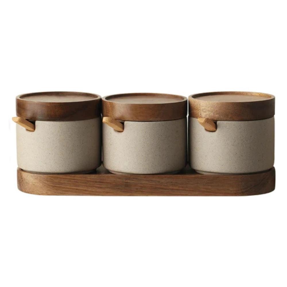 Rustic Ceramic Seasoning Jar Set by Casa & Beyond