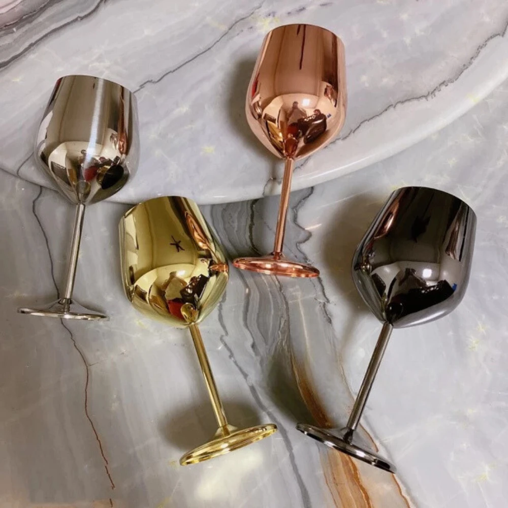 Lustrous Stainless Steel Wine Glass by Casa & Beyond