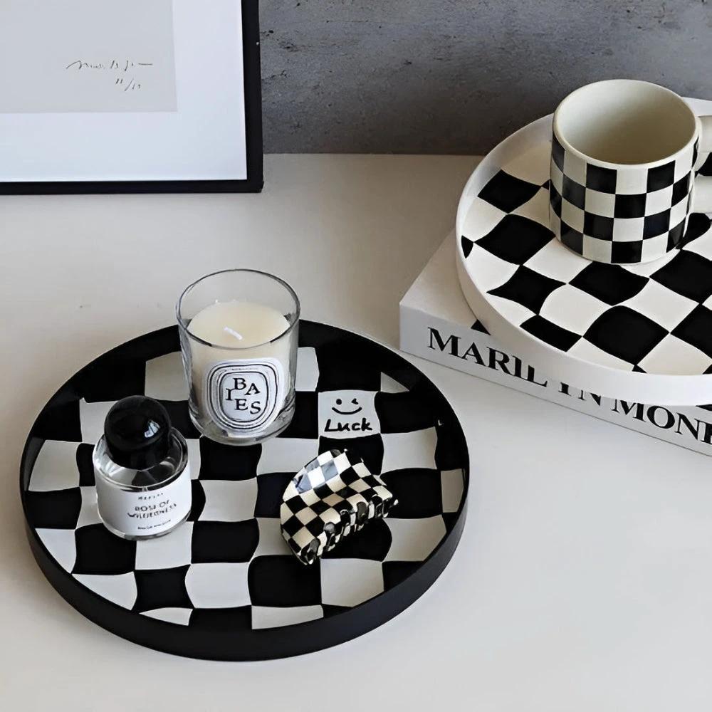 Round Checkerboard Storage Tray by Casa & Beyond