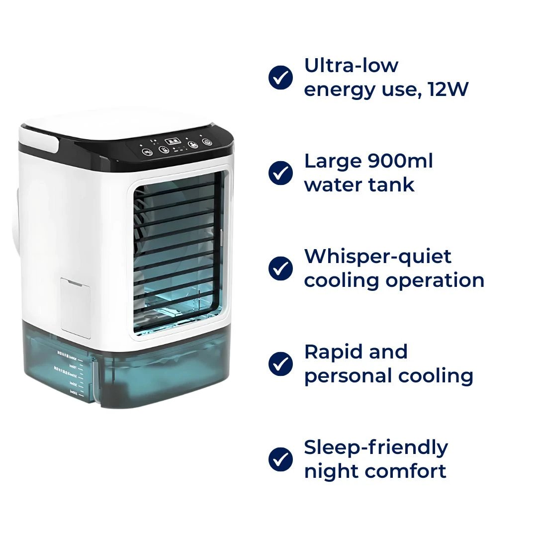 Quiet 12W Cooling Fan – 900ml Tank – Energy Saving – Bedroom Desk Use – Fast Cooling – Sleep Comfort Bowlift by Bowlift