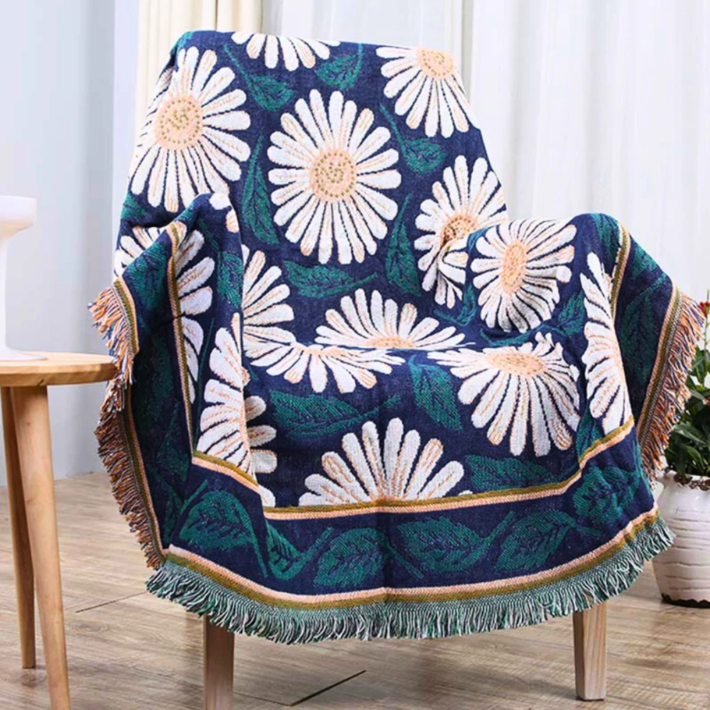 Bohemian Shiragiku Tassel Cotton Knit Blanket by Casa & Beyond