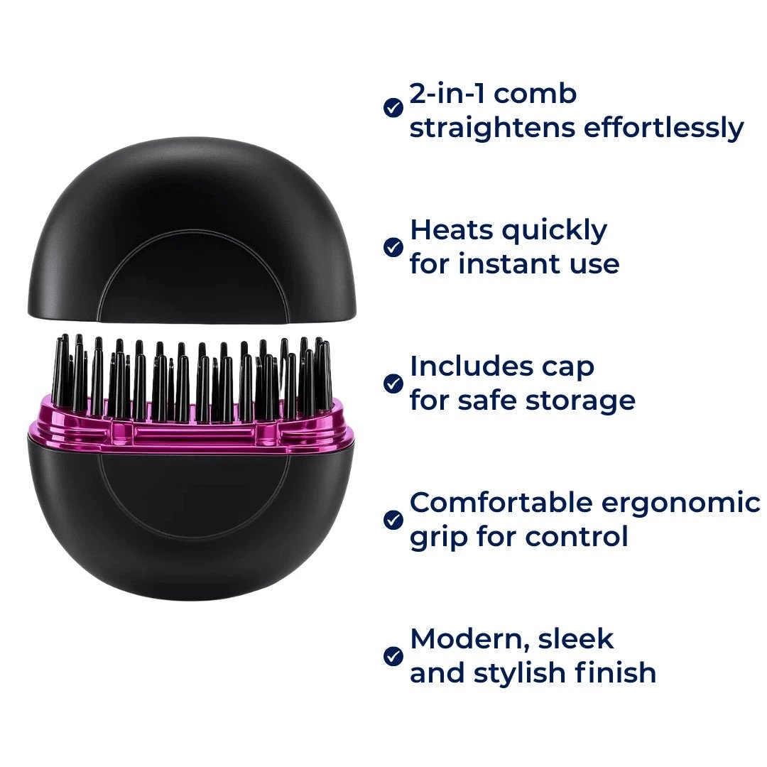 Fast Heat Up – Mini Comb Design – Frizz-Free Finish – Quick Touch-Ups for Travel & Daily Use Bowlift by Bowlift