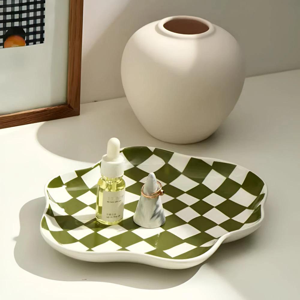 Classic Checkered Ceramic Plate by Casa & Beyond
