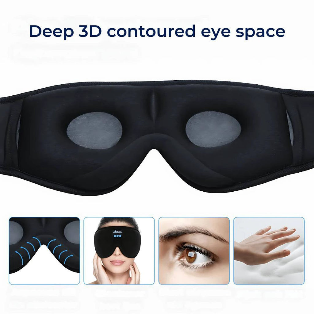 DreamSounds Bluetooth Sleeping Mask with Built-in Headphones | for Travel - Meditation - Light Blocking Comfort Bowlift by Bowlift