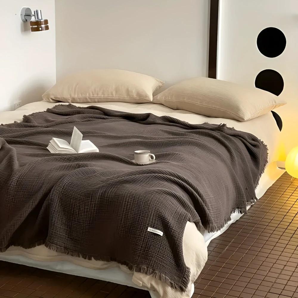 Cotton Crinkle Tassel Blanket by Casa & Beyond