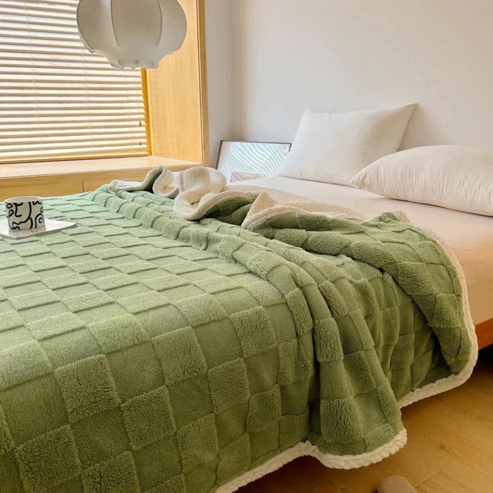Plush Square Checkerboard Blanket by Casa & Beyond