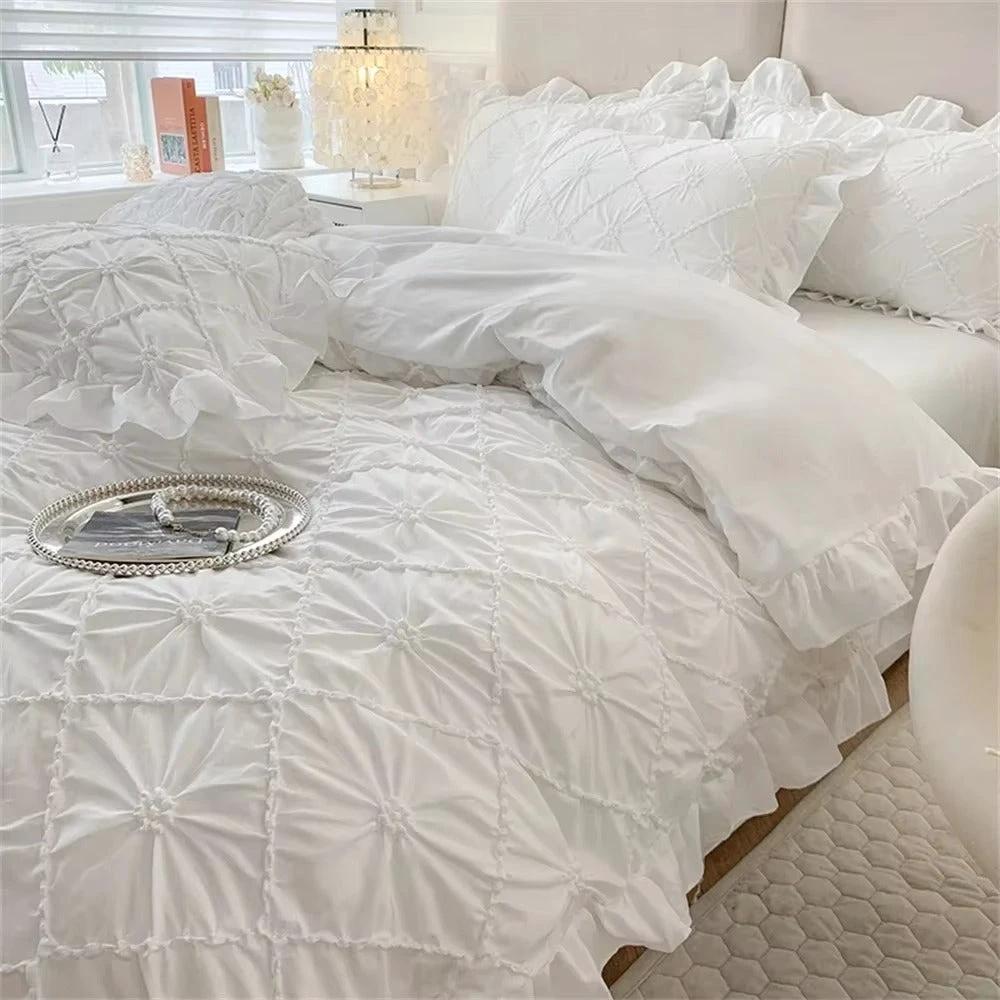 Belle Cotton Plush Ruffle Bedding | 4pcs Set by Casa & Beyond