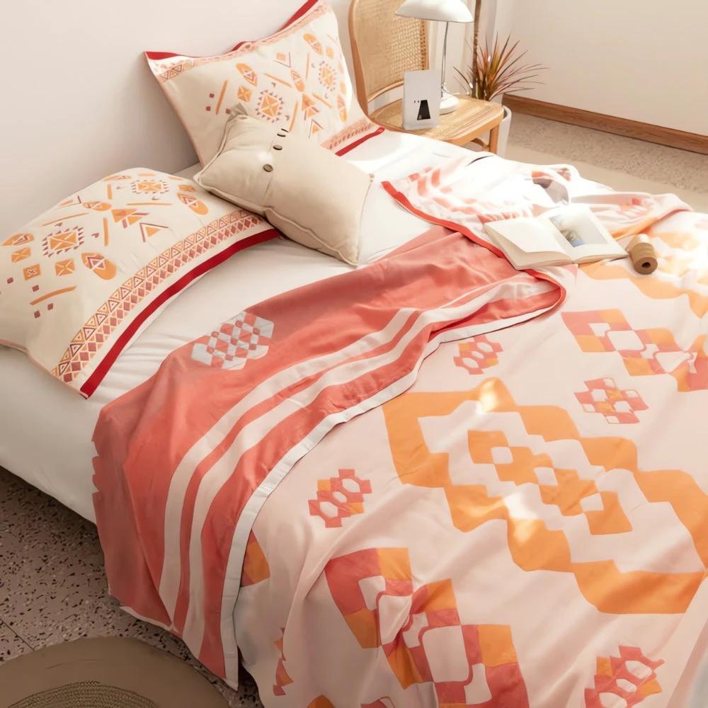 Chevron Design Four-Layer Cotton Blanket by Casa & Beyond