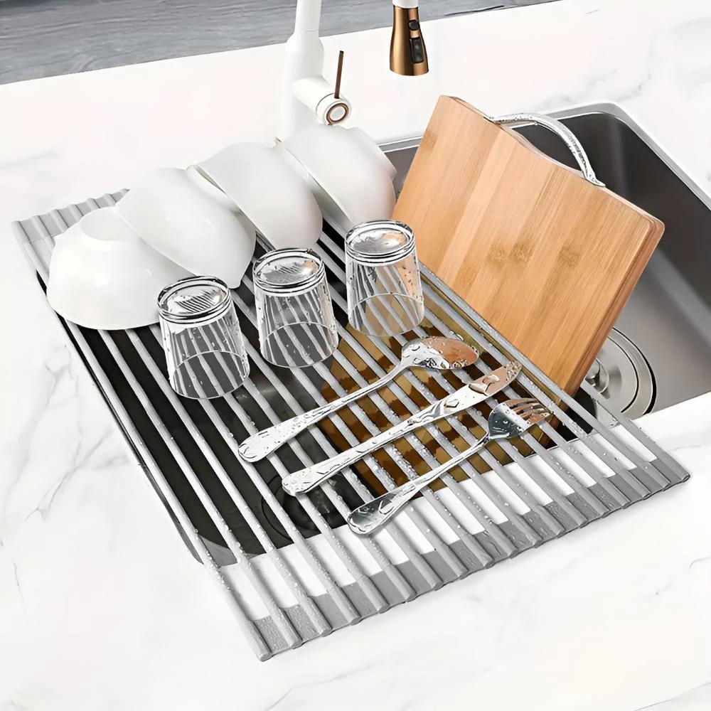 Stainless Steel Dish Drying Rolling Rack by Casa & Beyond