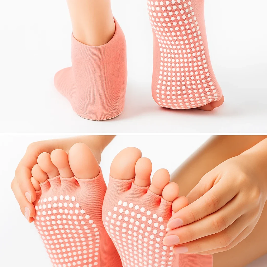 Slip Yoga Grip Socks – Open-Toe & Breathable – Rubberised Sole for Women – Stability Balance Comfort in Yoga & Pilates Bowlift by Bowlift