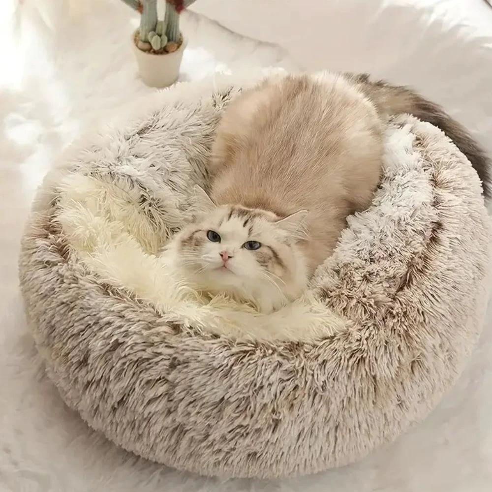 Round Hooded Faux Fur Pet Bed by Casa & Beyond