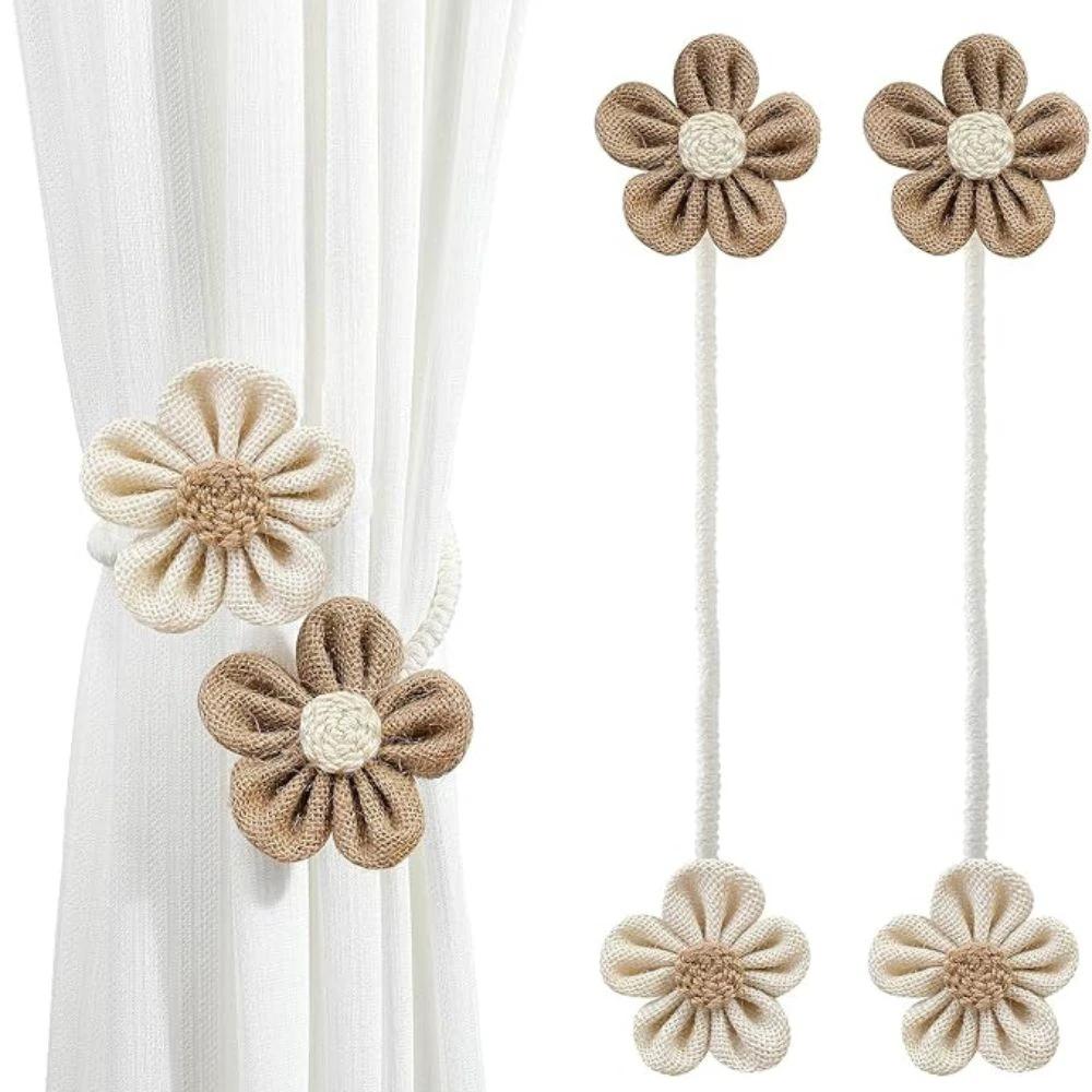 Floral Hemp Curtain Tie Back | 2Pcs Set by Casa & Beyond