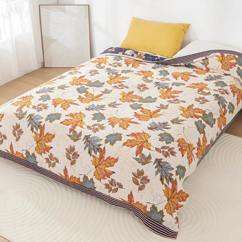 Maple Leaf Cotton Blanket by Casa & Beyond