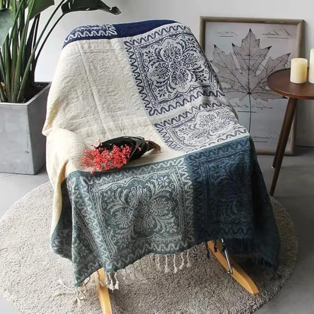 Floral Tassel Knit Bohemian Blanket by Casa & Beyond