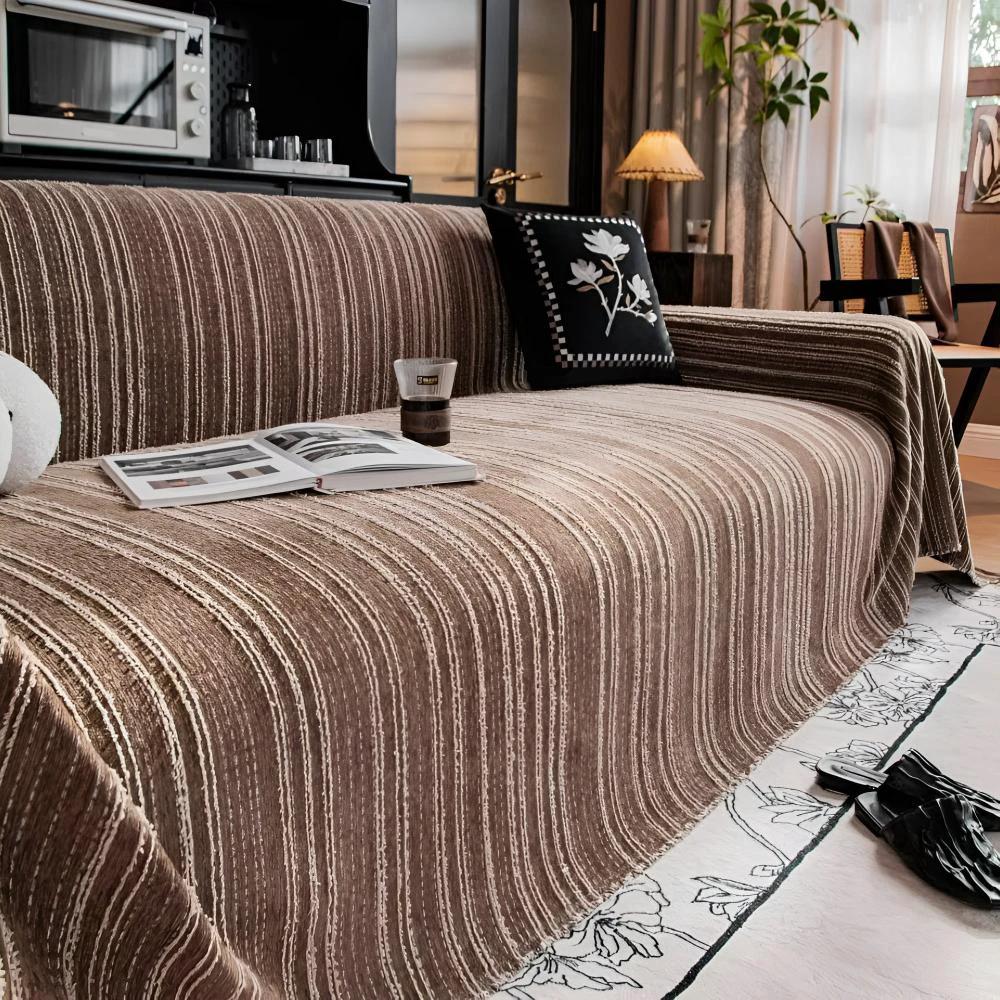 Regal Stripes Chenille Sofa Cover by Casa & Beyond