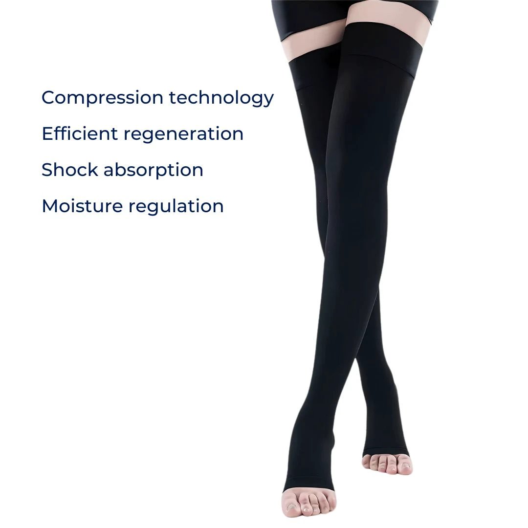 FlexiSupport | Toeless Thigh Compression Stockings - Graduated Compression for Improved Circulation & Swelling Relief Bowlift by Bowlift