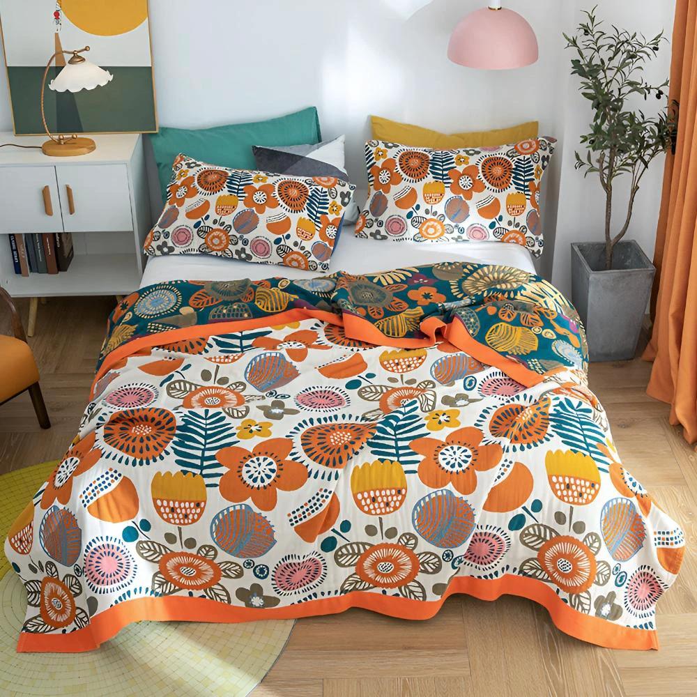 Boho Cartoon Flower Blanket by Casa & Beyond